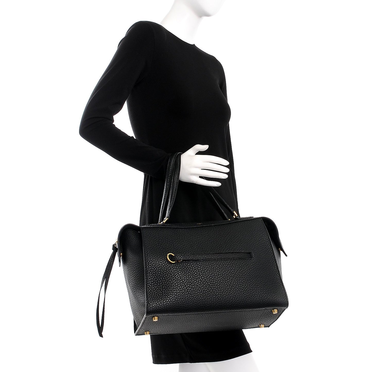 Bullhide Calfskin Medium Ring Bag Black