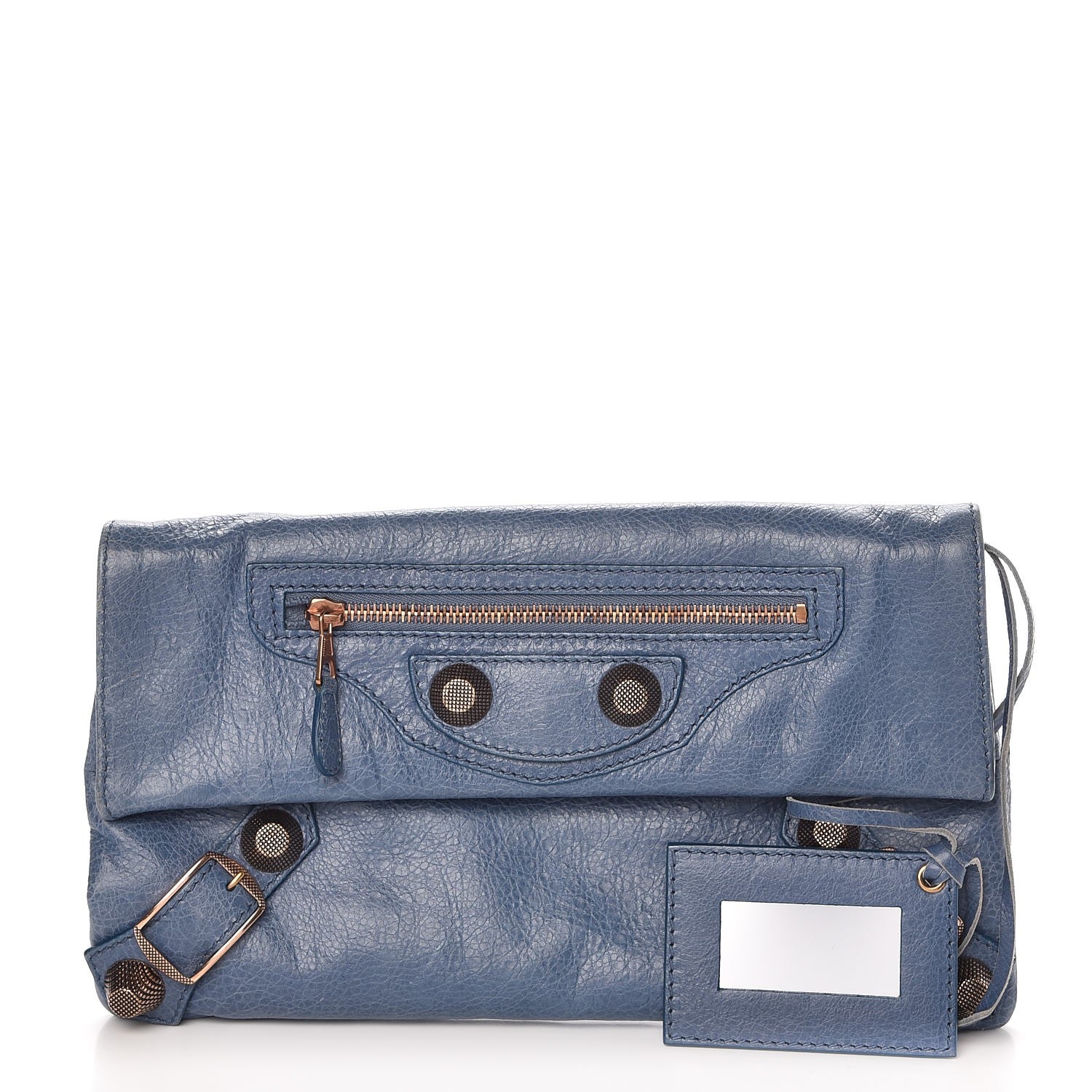 Balenciaga Agneau Giant 21 Gold Hardware Envelope Clutch Bleu Bleu 1 of 8