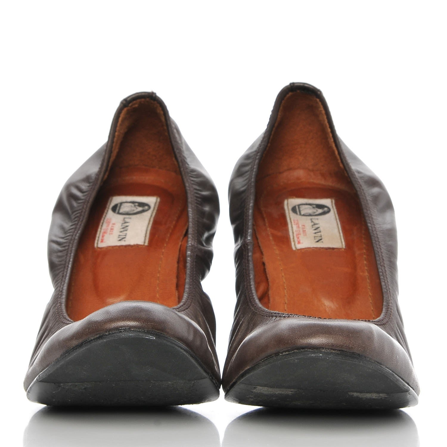 Lanvin Veau Ballerina Wedges 39 Marron Fonce 2 of 11
