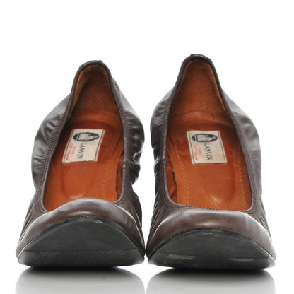 Lanvin Veau Ballerina Wedges 39 Marron Fonce 2 of 11