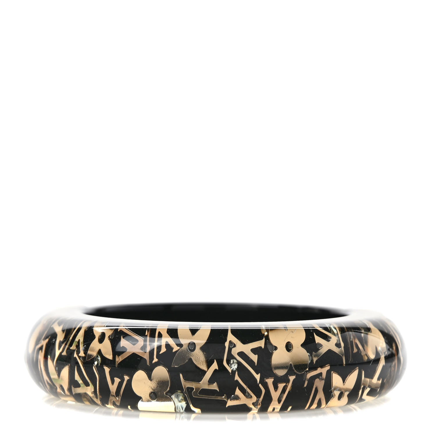Louis Vuitton Resin Swarovski Inclusion Bracelet GM Black 1 of 3