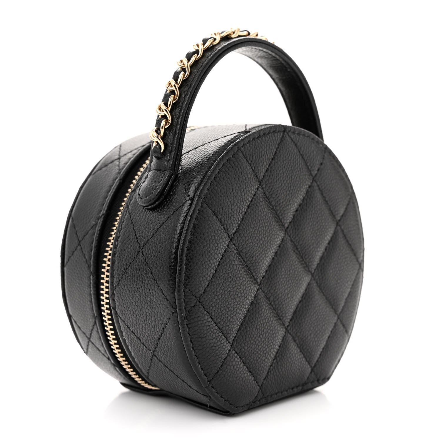 Chanel Caviar Quilted Round Top Handle Jewelry Case Black 3 of 13