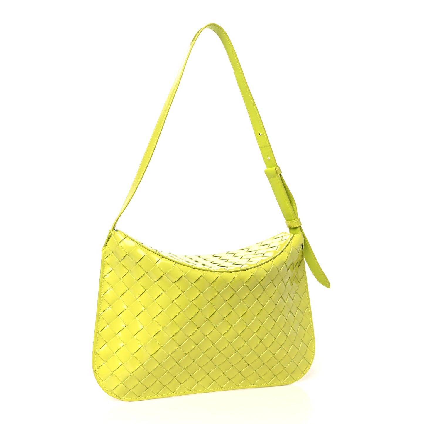 Spazzolato Intrecciato Flap Shoulder Bag Acid Kiwi