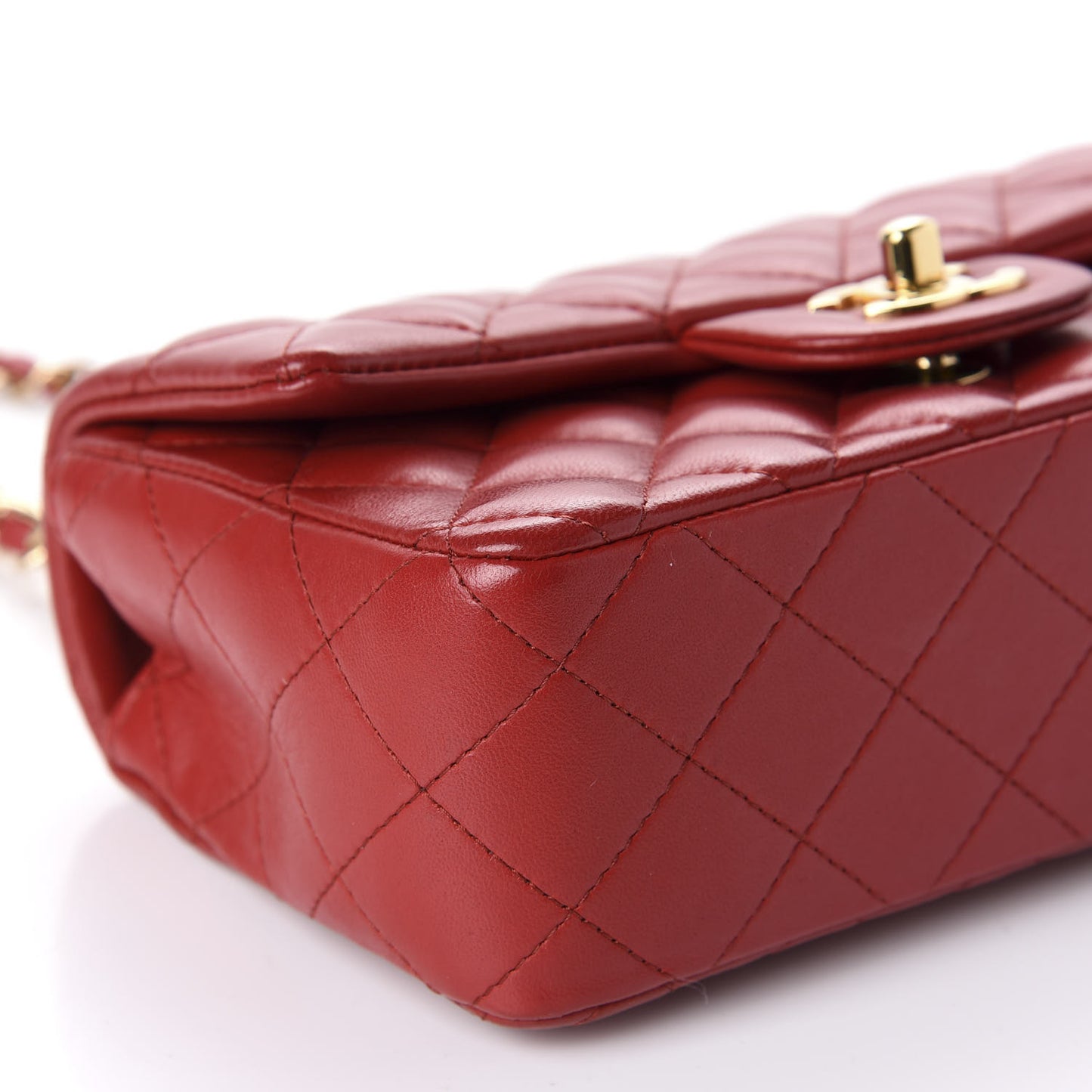 Lambskin Quilted Mini Rectangular Flap Red
