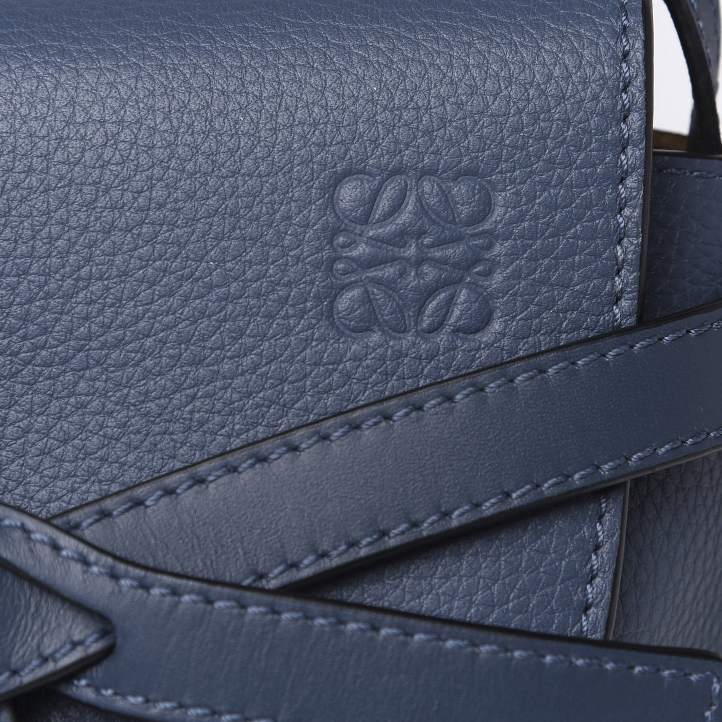 Grained Calfskin Mini Gate Crossbody Bag Steel Blue