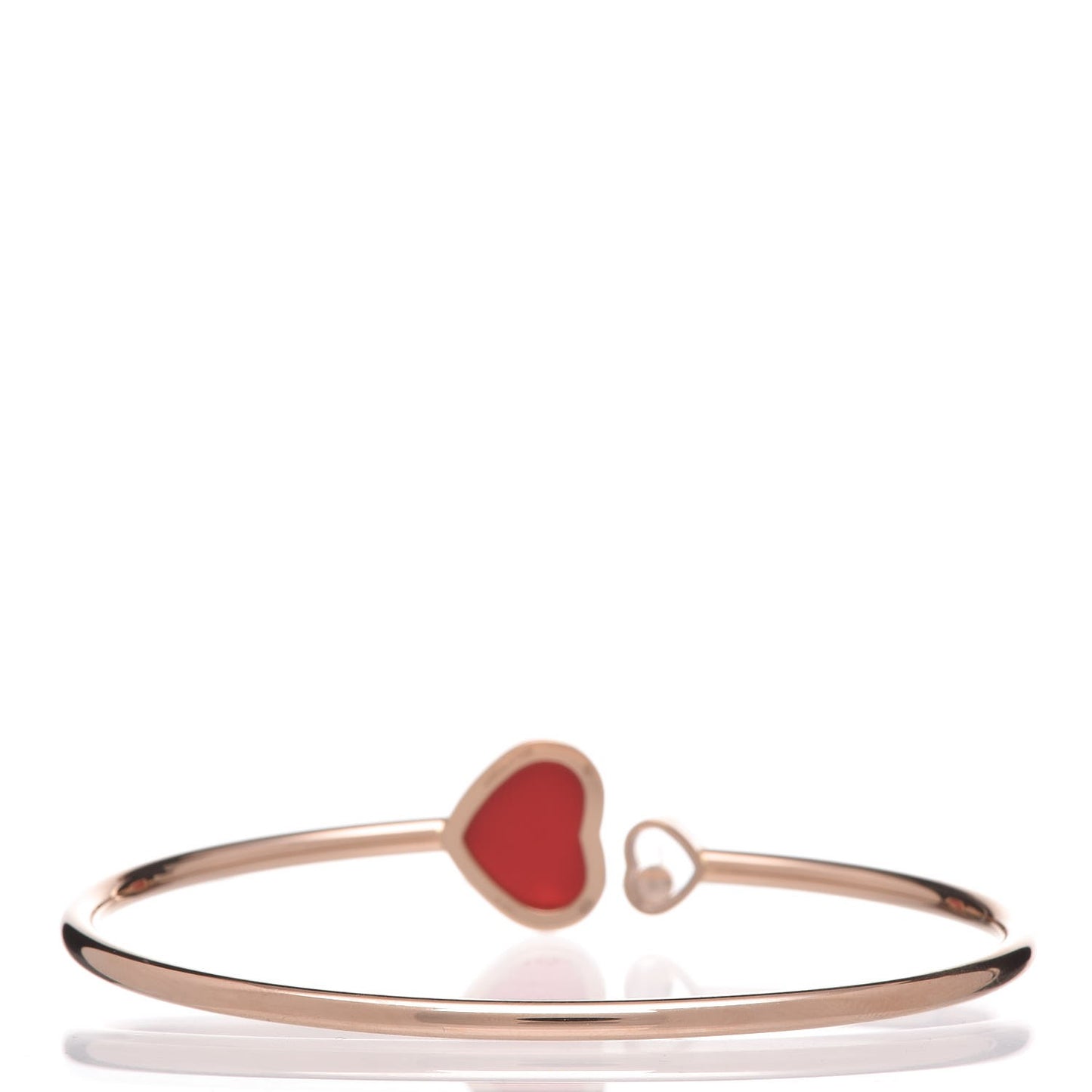 18K Rose Gold Diamond Happy Hearts Bangle Bracelet Red