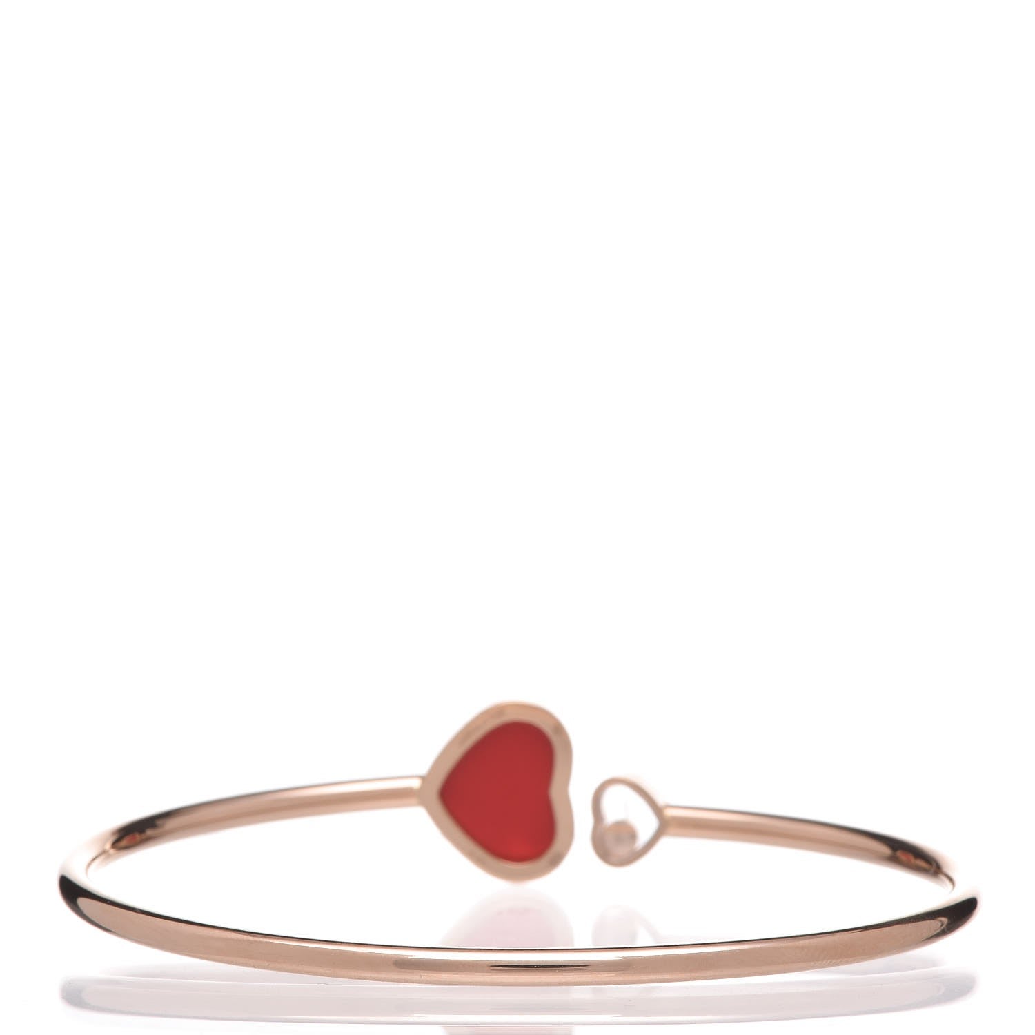 Chopard 18K Rose Gold Diamond Happy Hearts Bangle Bracelet Red 3 of 8
