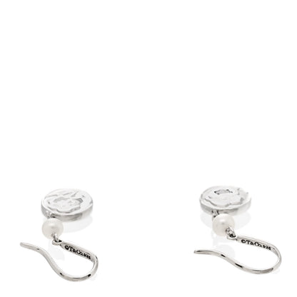 Tiffany Sterling Silver Pearl Nature Rose Earrings 3 of 4