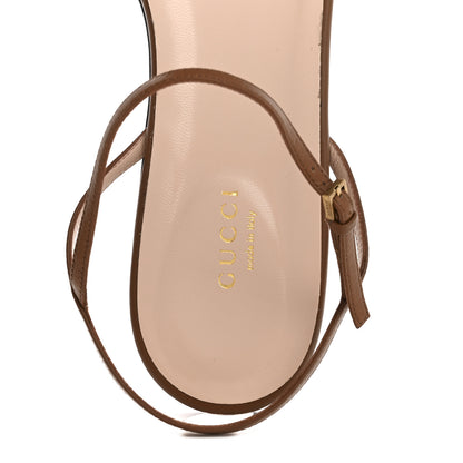 Gucci Lifford Calfskin GG Marmont Ankle Wrap Flat Sandals 41 Cognac 7 of 9