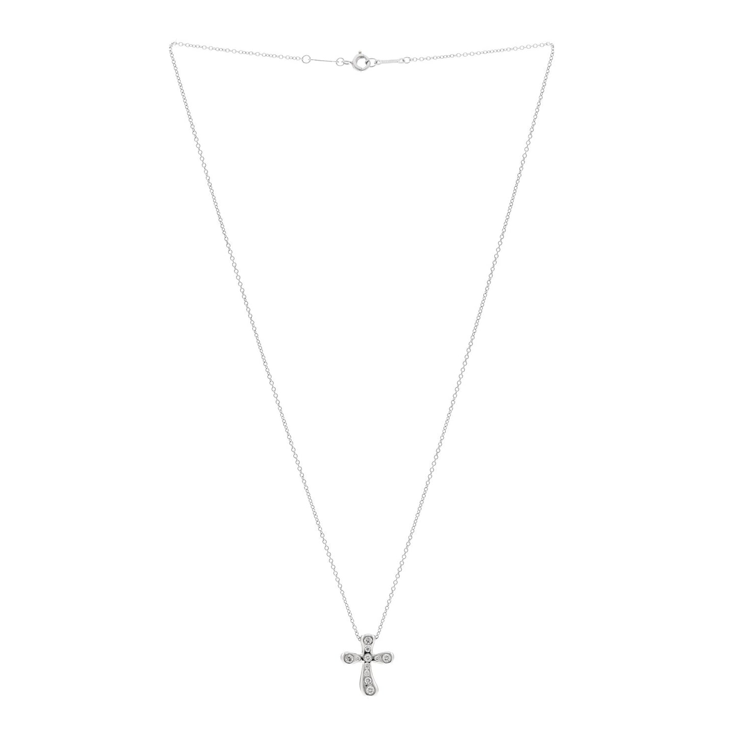 Platinum Diamond 17mm Elsa Peretti Cross Pendant Necklace