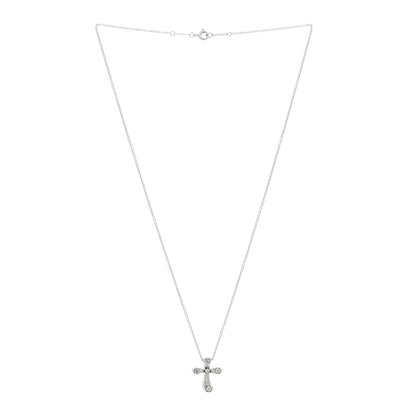 Tiffany Platinum Diamond 17mm Elsa Peretti Cross Pendant Necklace 3 of 5