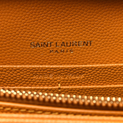 Saint Laurent Grain De Poudre Matelasse Chevron Monogram Chain Wallet Mustard 7 of 11