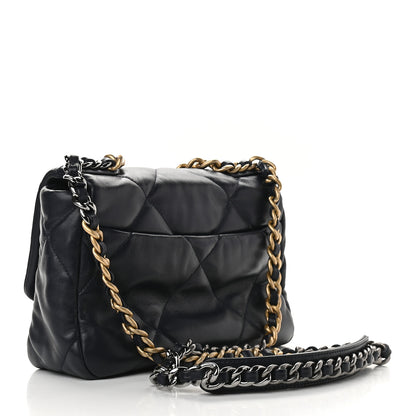 Chanel Lambskin Quilted Medium Chanel 19 Flap Navy Blue 3 of 9
