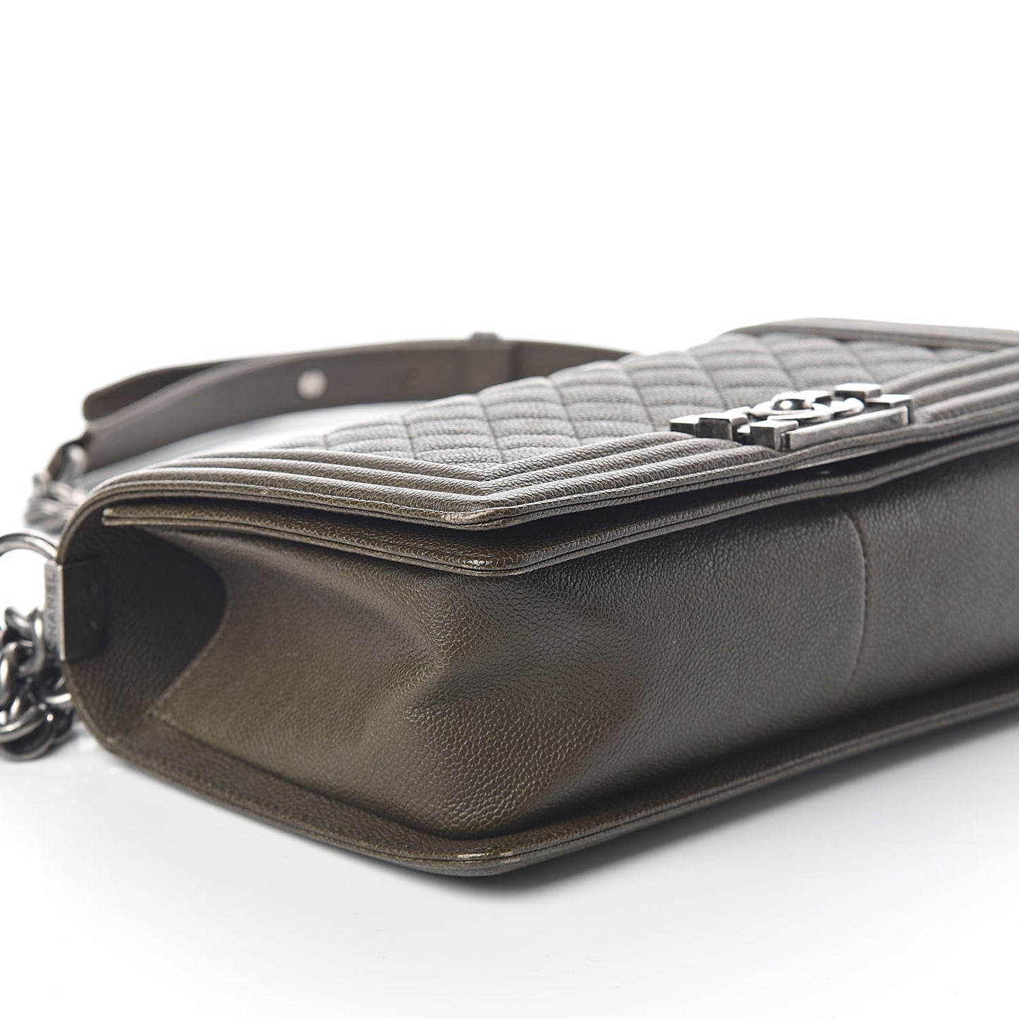 Caviar Quilted Medium Boy Flap Khaki