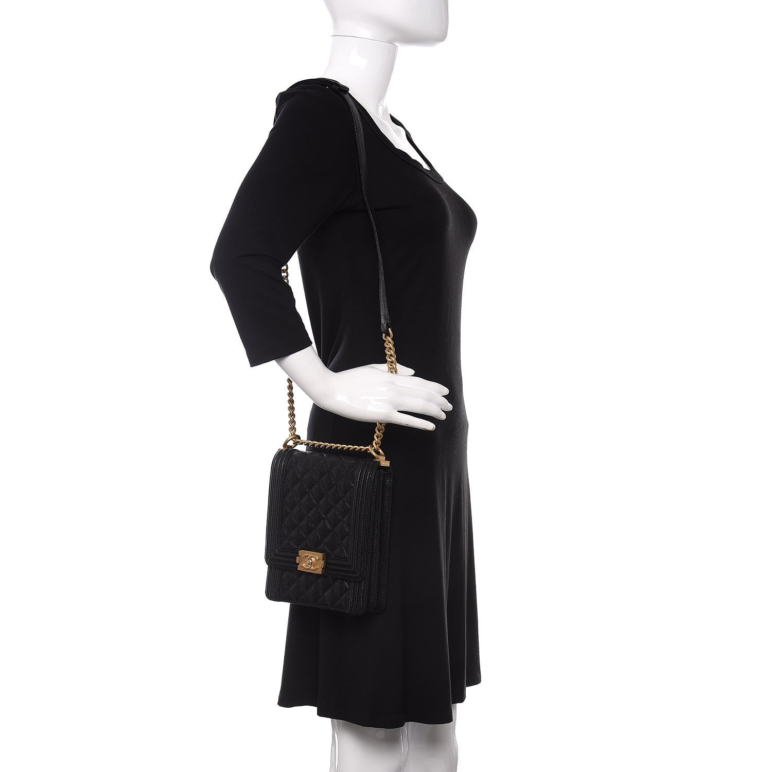 Chanel Caviar Quilted North South Boy Flap Black 2 of 11