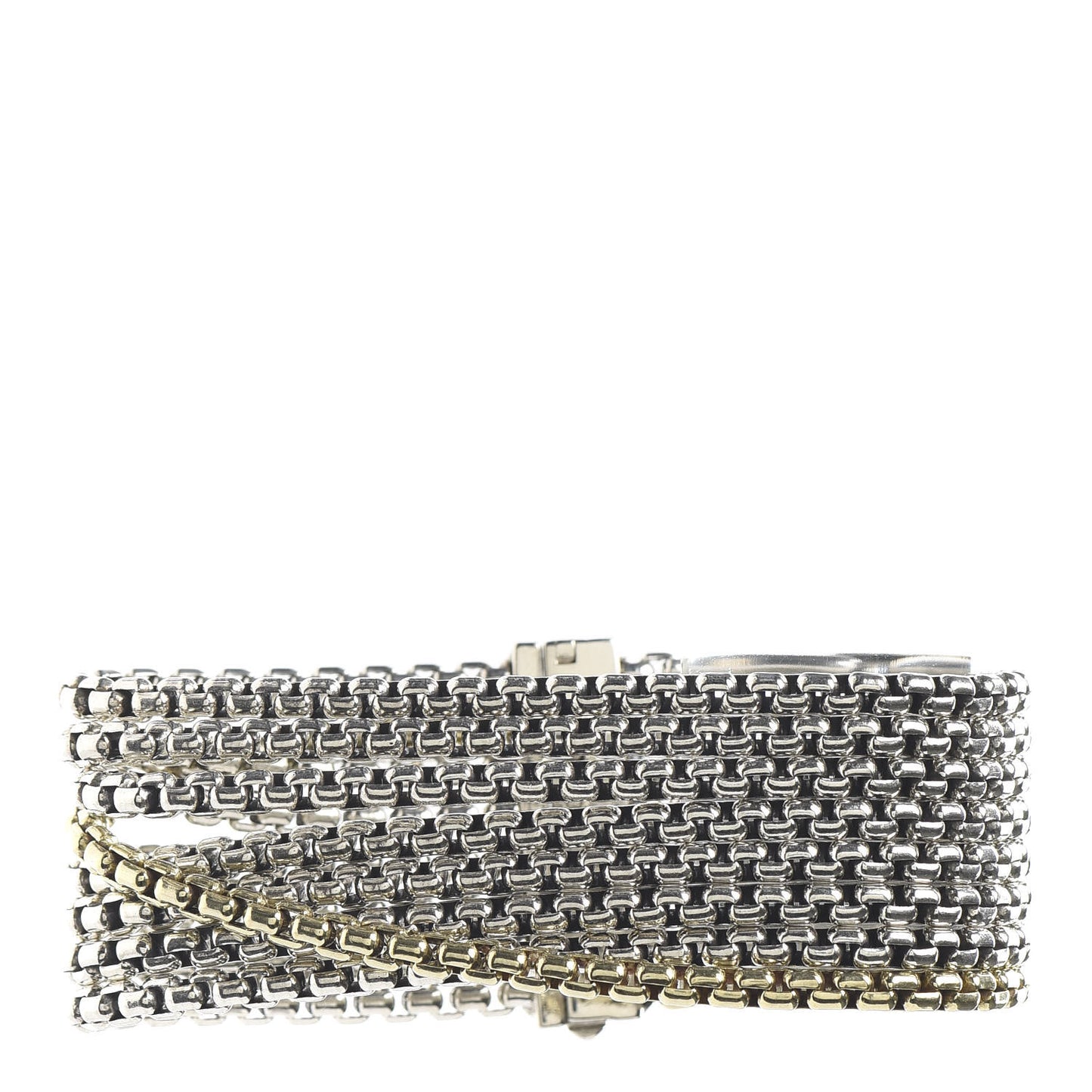 Sterling Silver 18K Yellow Gold Eight-Row Box Chain Bracelet