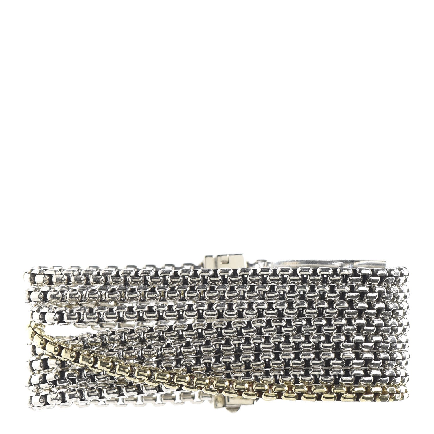 David Yurman Sterling Silver 18K Yellow Gold Eight-Row Box Chain Bracelet 1 of 5