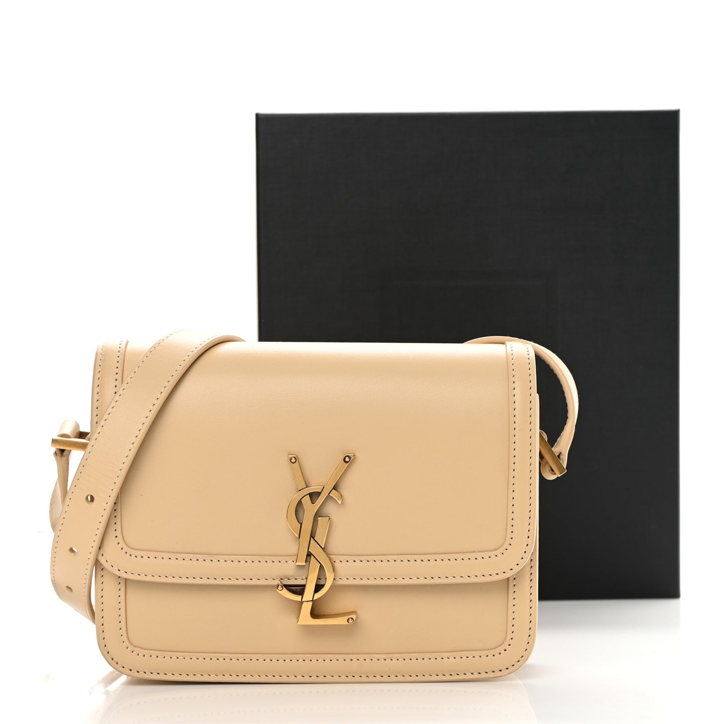 Smooth Calfskin Small Solferino Satchel Ivory Natural
