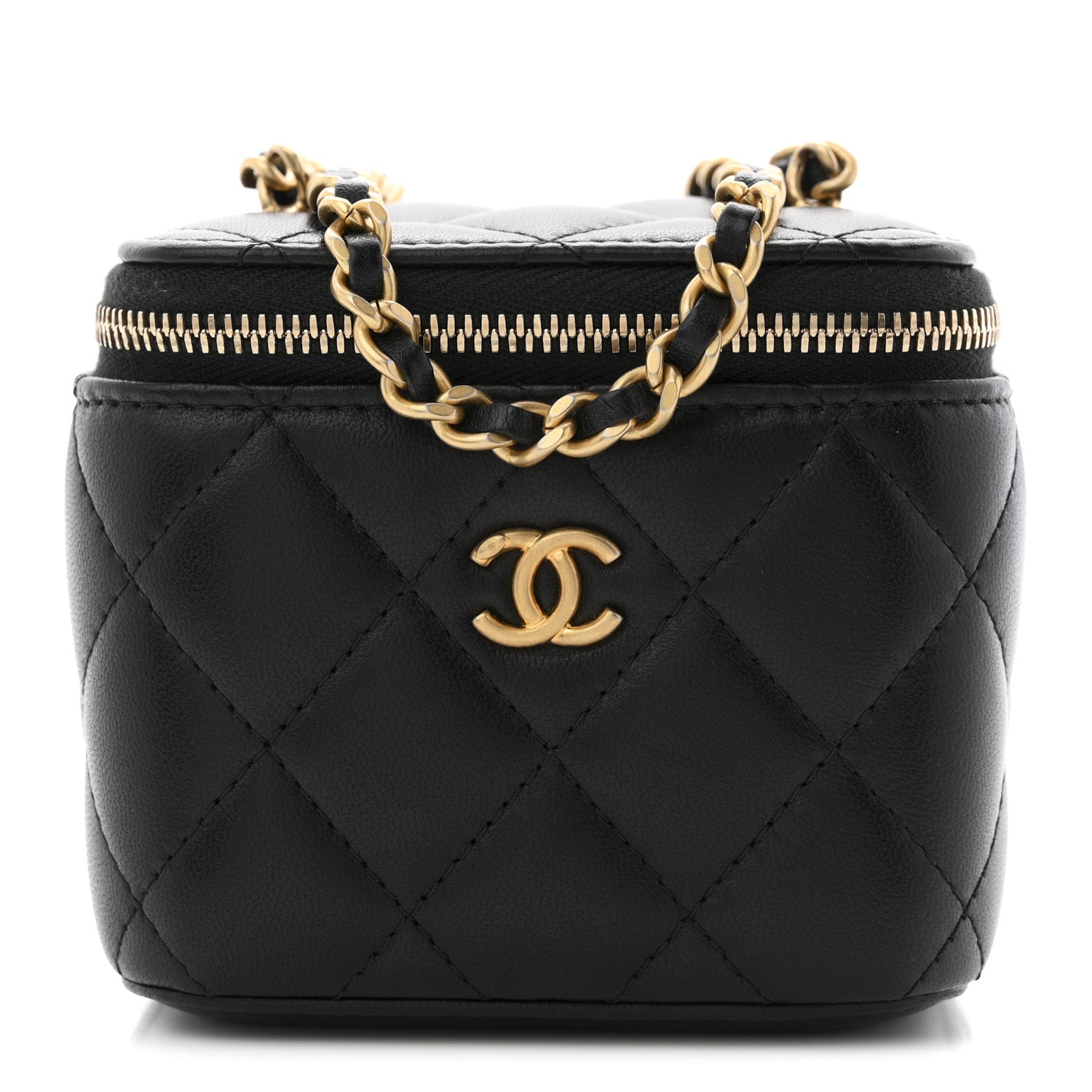 Chanel Lambskin Quilted Mini Pearl Crush Vanity Case With Chain Black 1 of 12