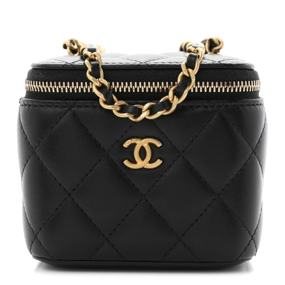 Chanel Lambskin Quilted Mini Pearl Crush Vanity Case With Chain Black 1 of 12