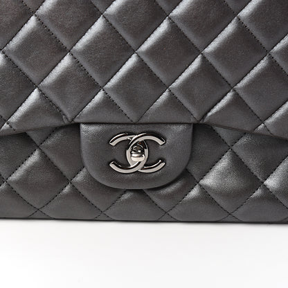 Chanel Metallic Lambskin Quilted Maxi Single Flap Grey 8 of 9