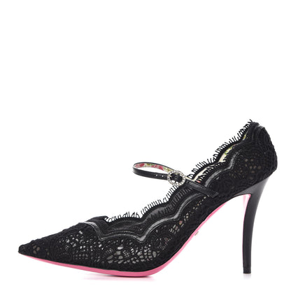 Gucci Lace Pizzo Venice Pumps 38.5 Black 1 of 10