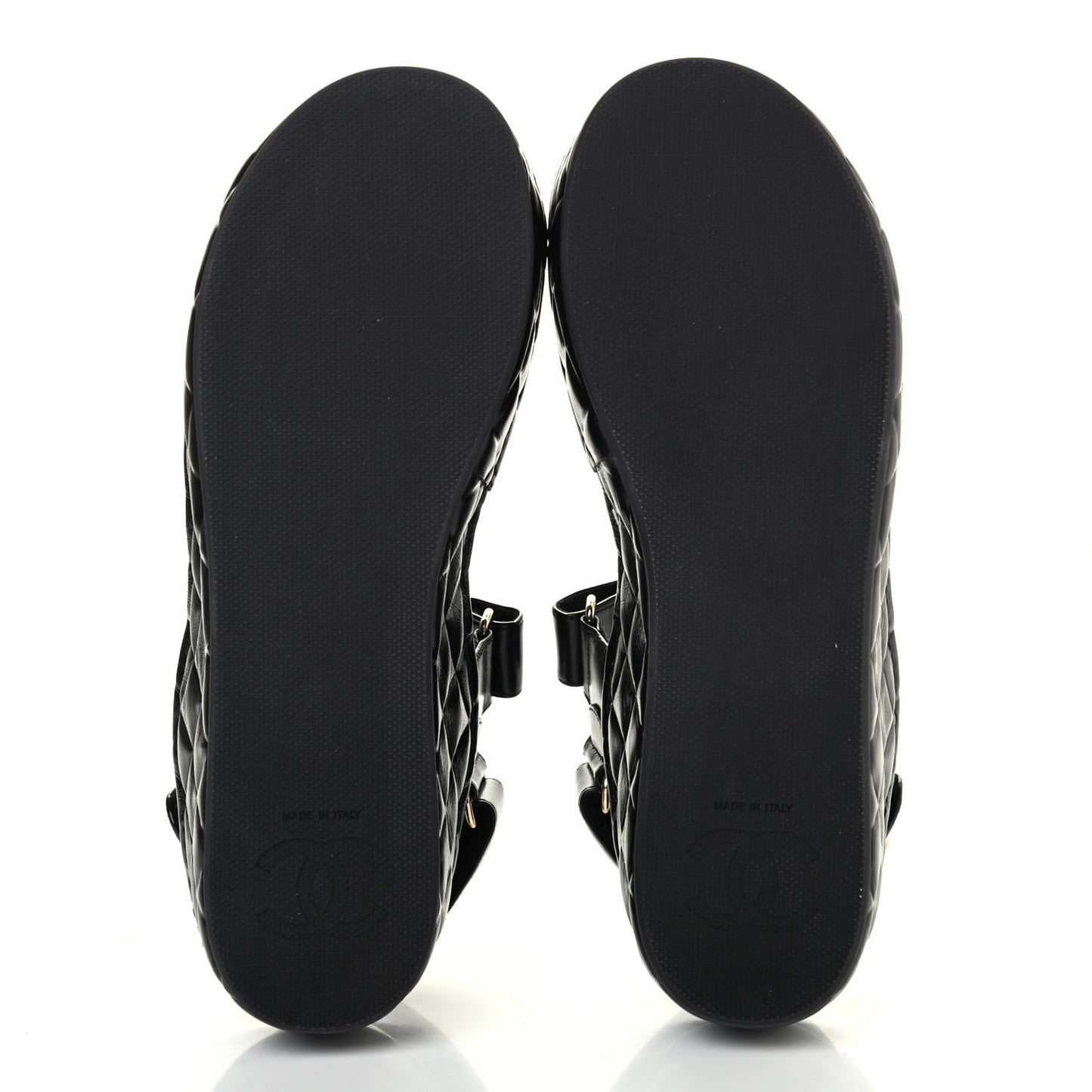Shiny Calfskin Logo Platform Sandals 38 Black