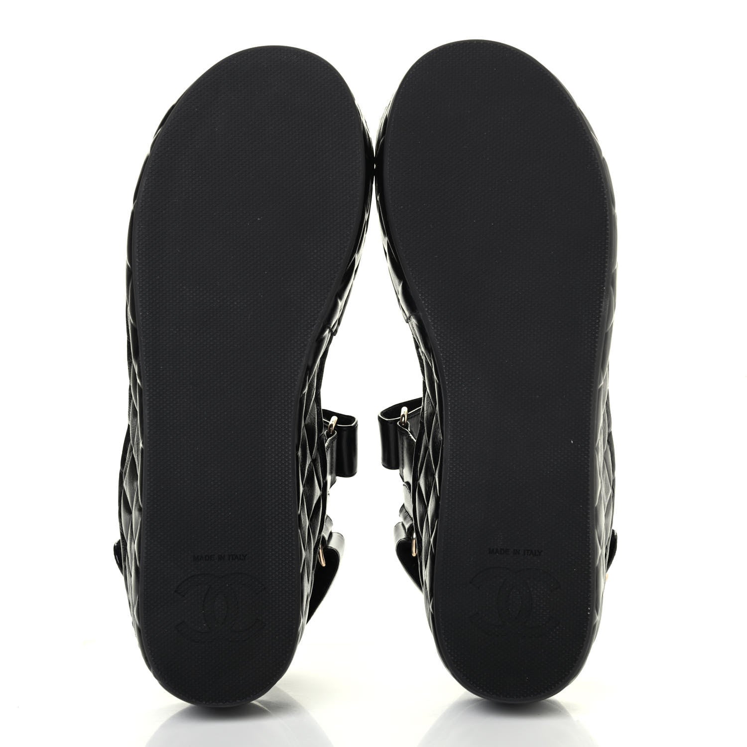 Chanel Shiny Calfskin Logo Platform Sandals 38 Black 4 of 4