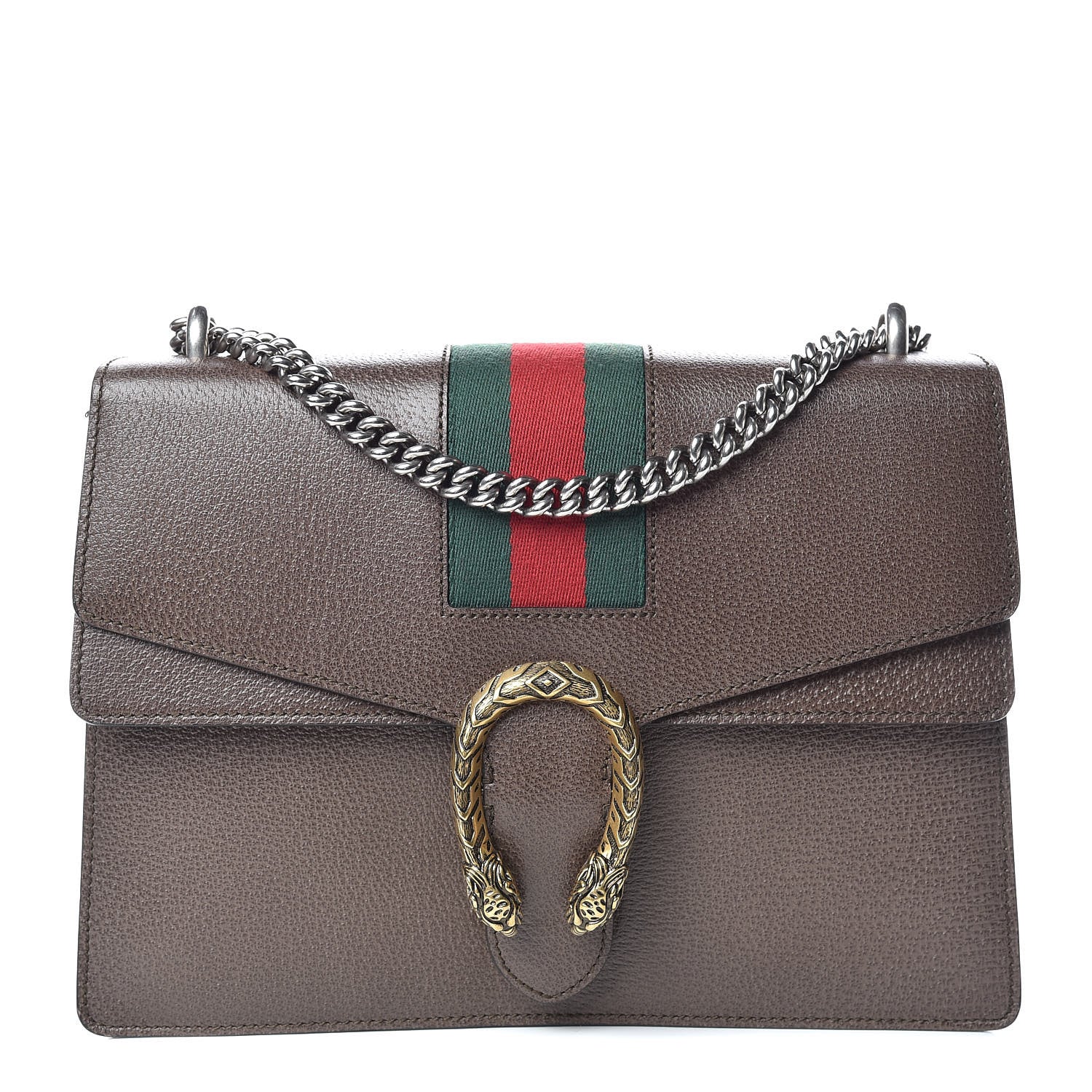 Gucci Textured Calfskin Web Medium Dionysus Shoulder Bag New Acero 1 of 9