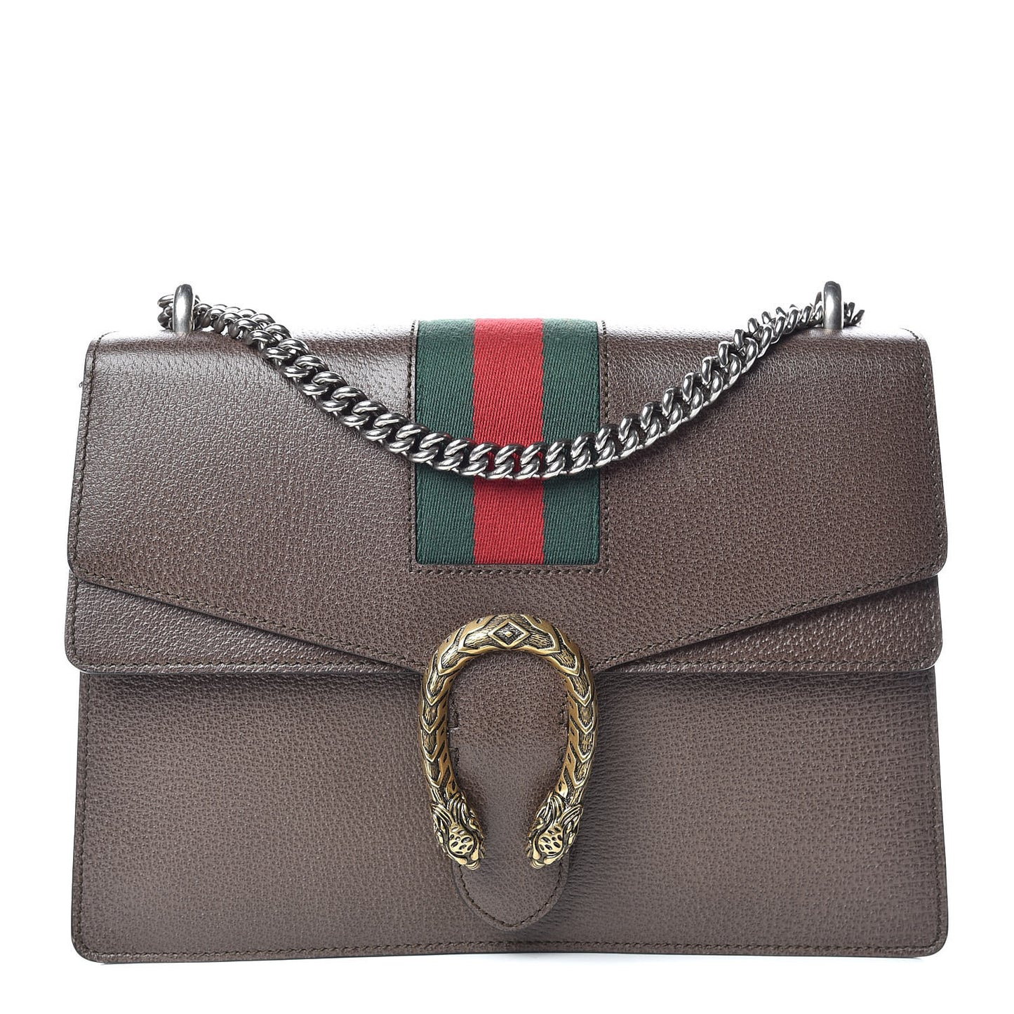Textured Calfskin Web Medium Dionysus Shoulder Bag New Acero
