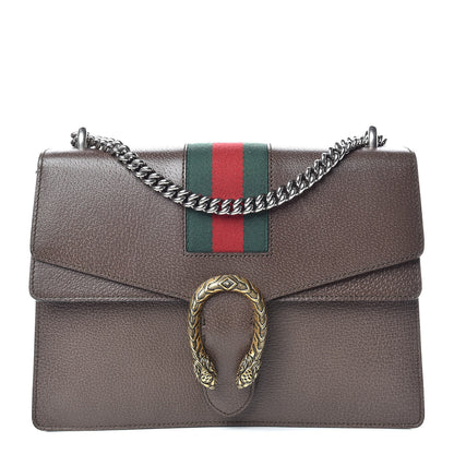 Gucci Textured Calfskin Web Medium Dionysus Shoulder Bag New Acero 1 of 9