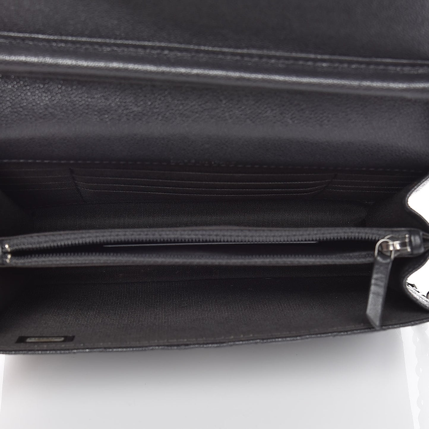 Caviar Quilted Square Boy Wallet On Chain WOC Charcoal