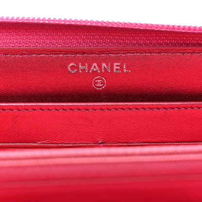 Chanel Metallic Patent Calfskin Quilted Boy L-Gusset Zip Wallet Pink 6 of 11