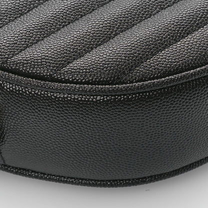 Saint Laurent Grain De Poudre Matelasse Chevron Quilted Round Vinyle Camera Bag Black 9 of 12