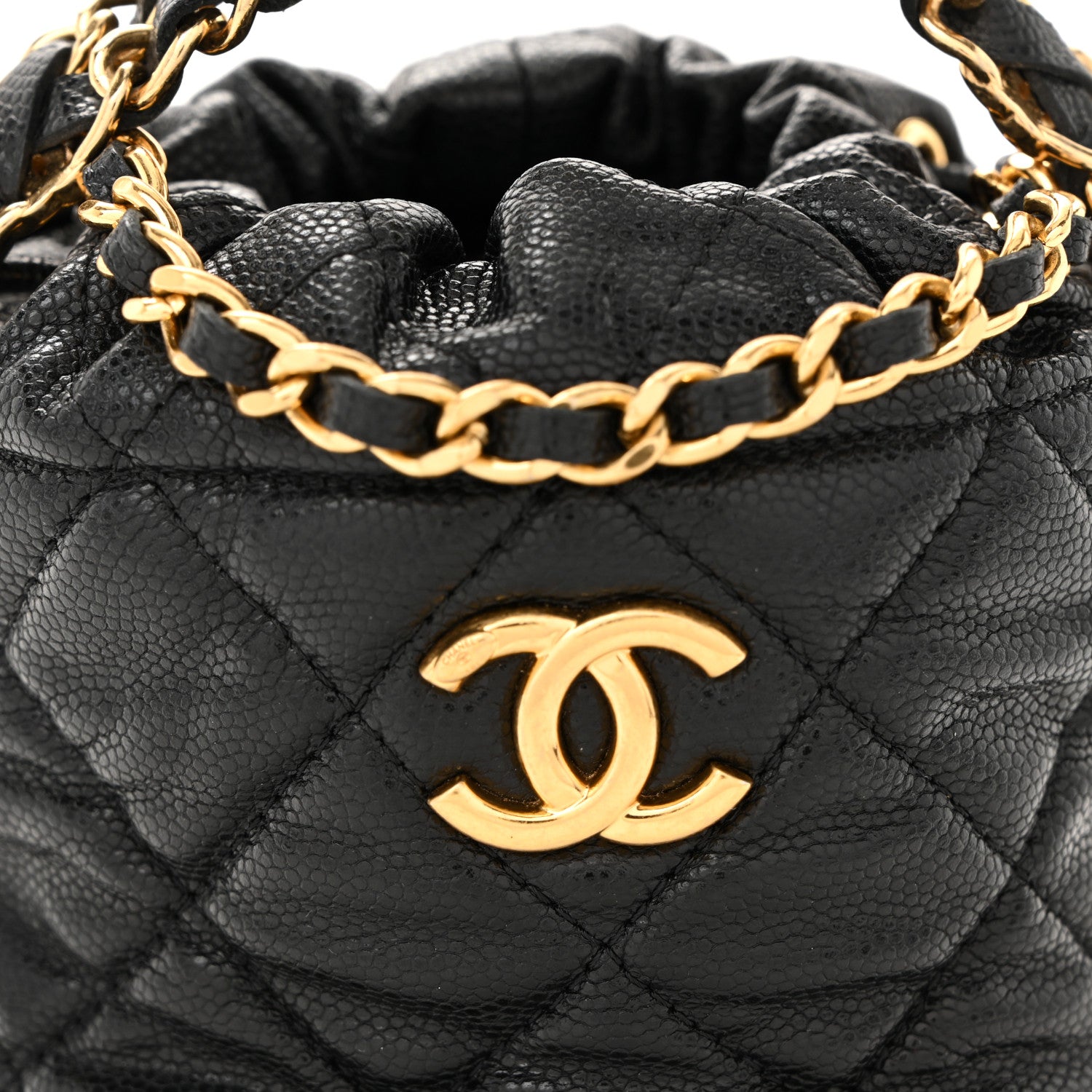 Chanel Caviar Quilted Coco First Bucket Clutch With Chain Black 8 of 10