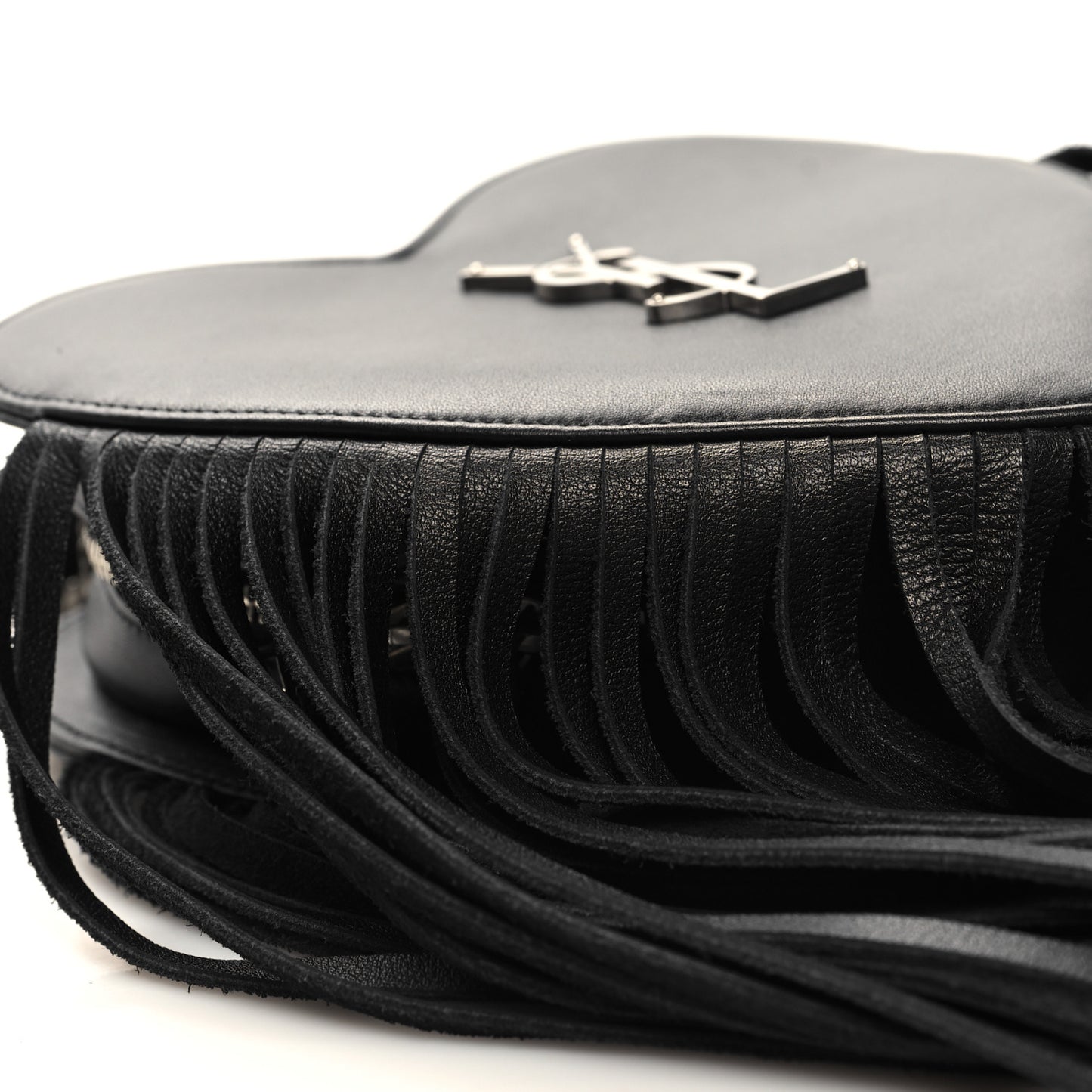 Calfskin Fringe Small Monogram Love Shoulder Bag Black