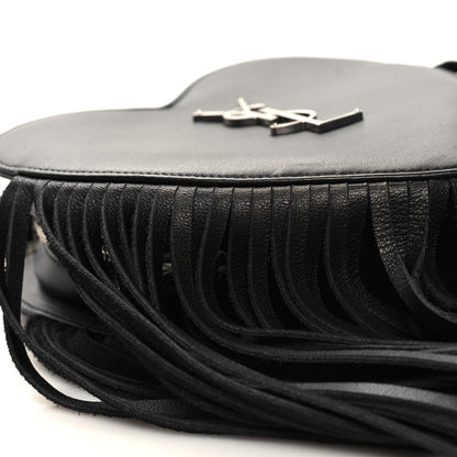 Saint Laurent Calfskin Fringe Small Monogram Love Shoulder Bag Black 9 of 10