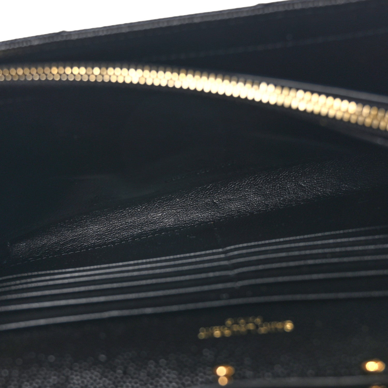 Saint Laurent Grain De Poudre Matelasse Chevron Monogram Chain Wallet Black 5 of 9