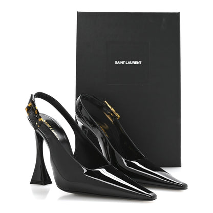 Saint Laurent Vernice Grupy Dune 110 Slingback Pumps 37 Black 9 of 9