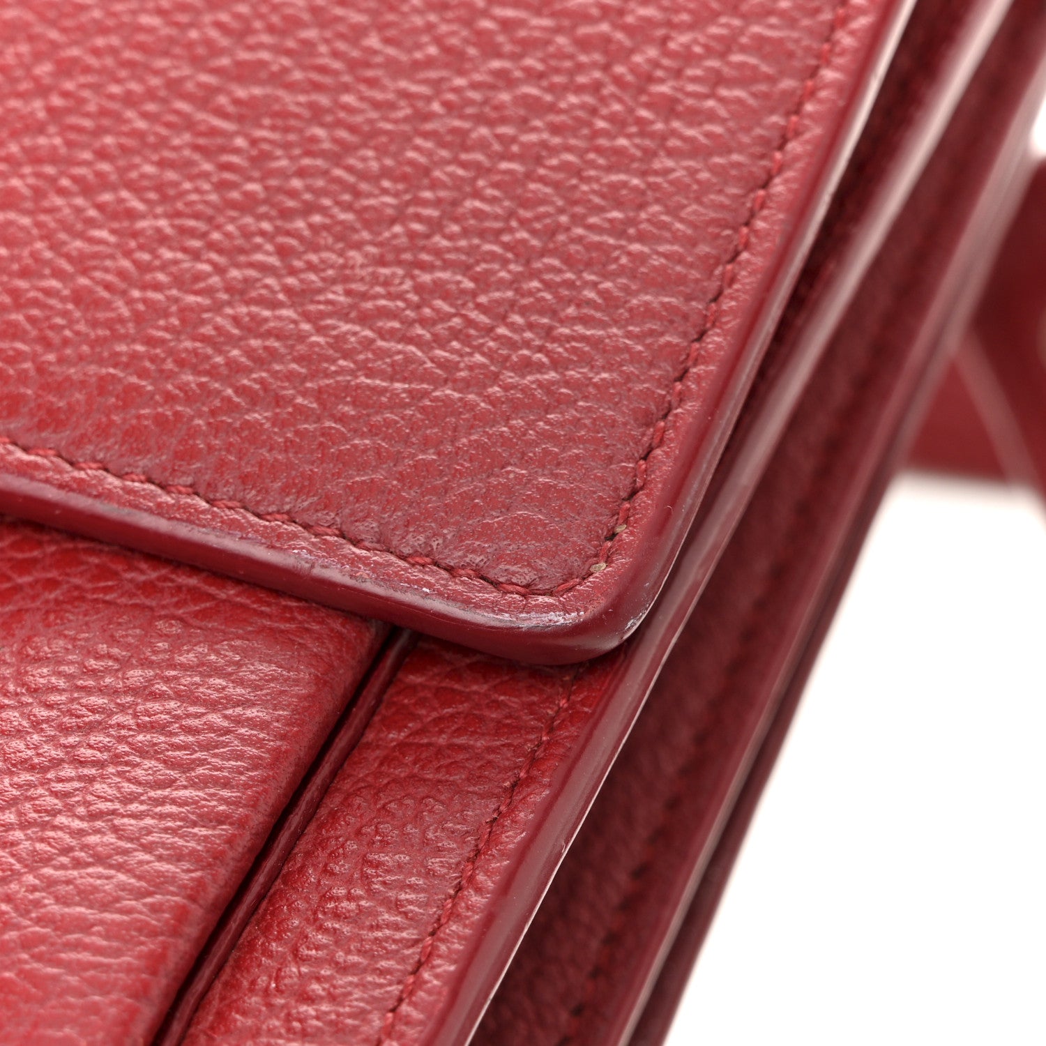 Saint Laurent Grained Calfskin Medium Monogram Sunset Satchel Red 15 of 17
