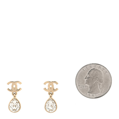 Chanel Crystal CC Tear Drop Earrings Gold 2 of 5