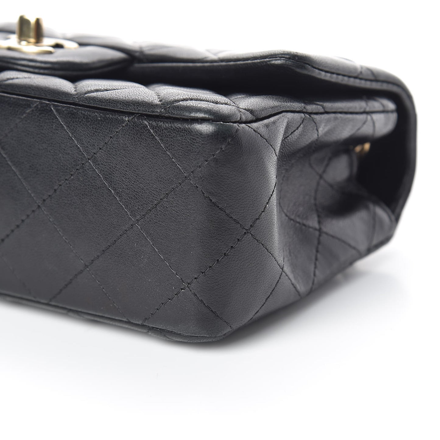 Lambskin Quilted Mini Rectangular Flap Black