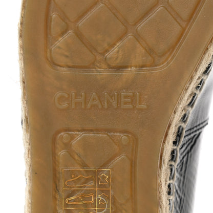 Chanel Patent Calfskin Crystal CC Espadrilles 36 Black 7 of 9