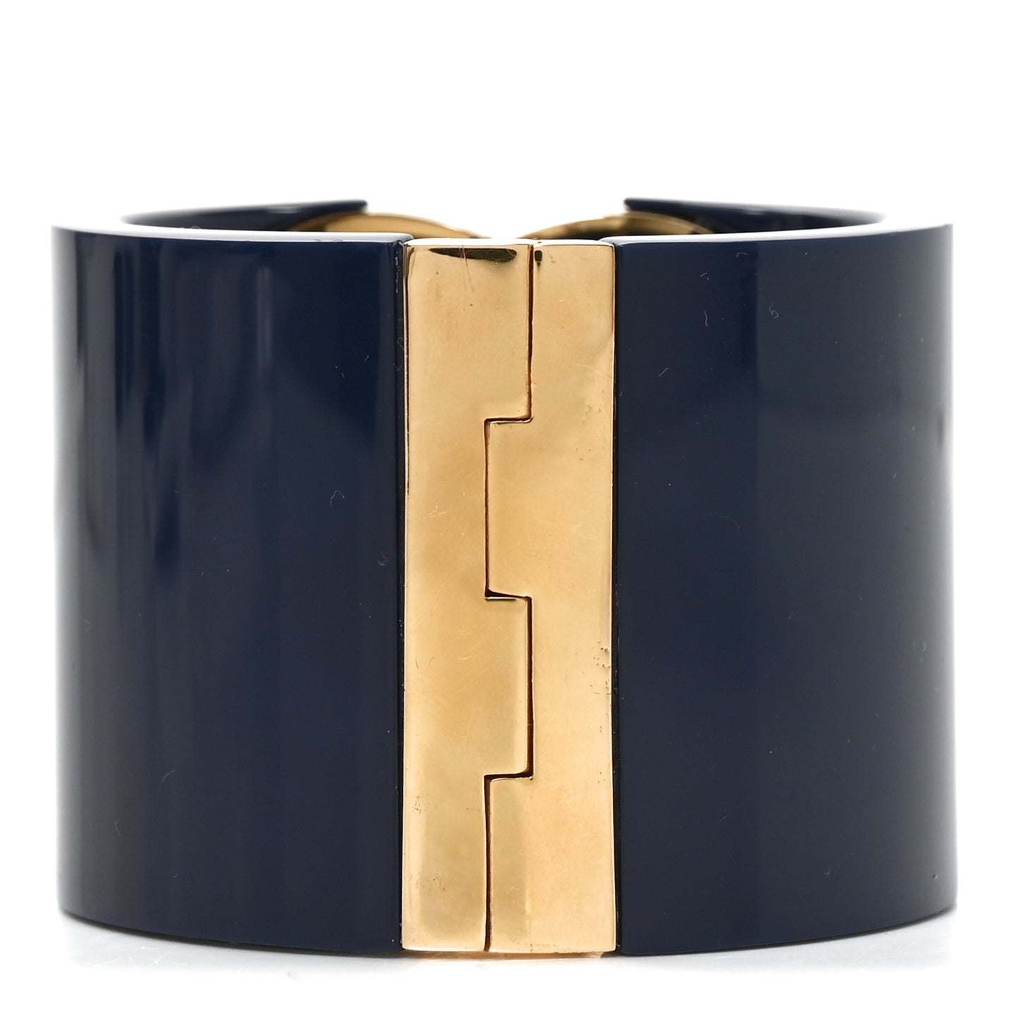 Metal Enamel Interlocking G Wide Cuff Bracelet S Navy