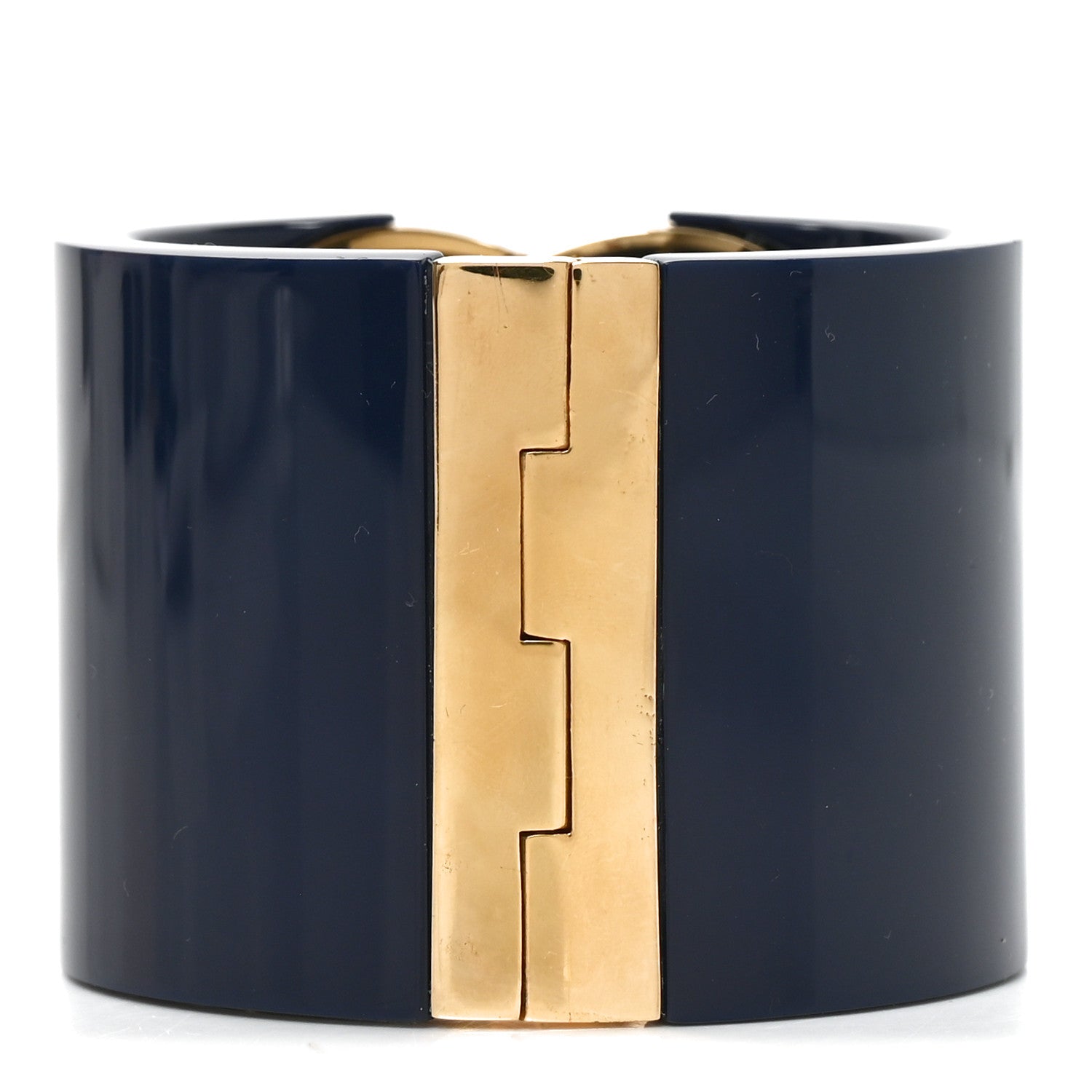 Gucci Metal Enamel Interlocking G Wide Cuff Bracelet S Navy 3 of 4