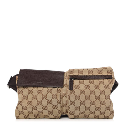 Gucci GG Monogram Double Pocket Belt Bag Dark Brown 1 of 10