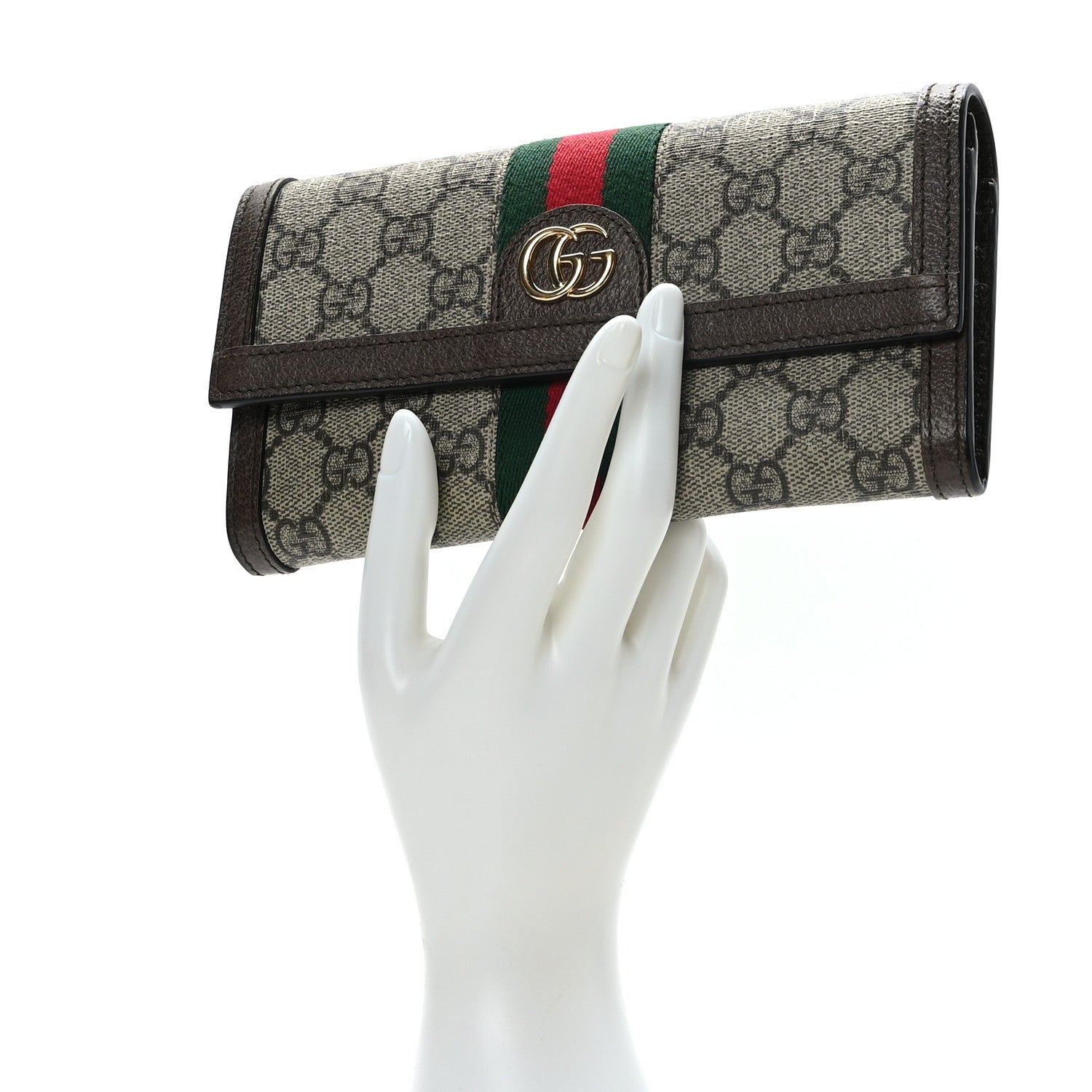 Gucci GG Supreme Monogram Web Ophidia Continental Wallet Brown 2 of 7