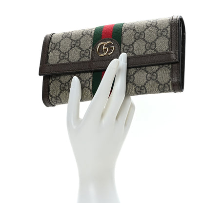 Gucci GG Supreme Monogram Web Ophidia Continental Wallet Brown 2 of 7