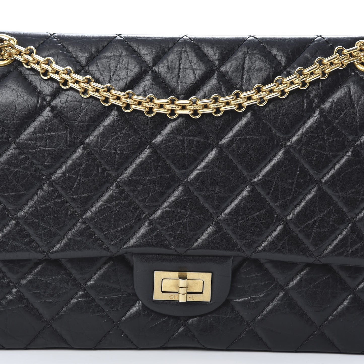 Aged Calfskin Quilted 2.55 Reissue 226 Flap Black
