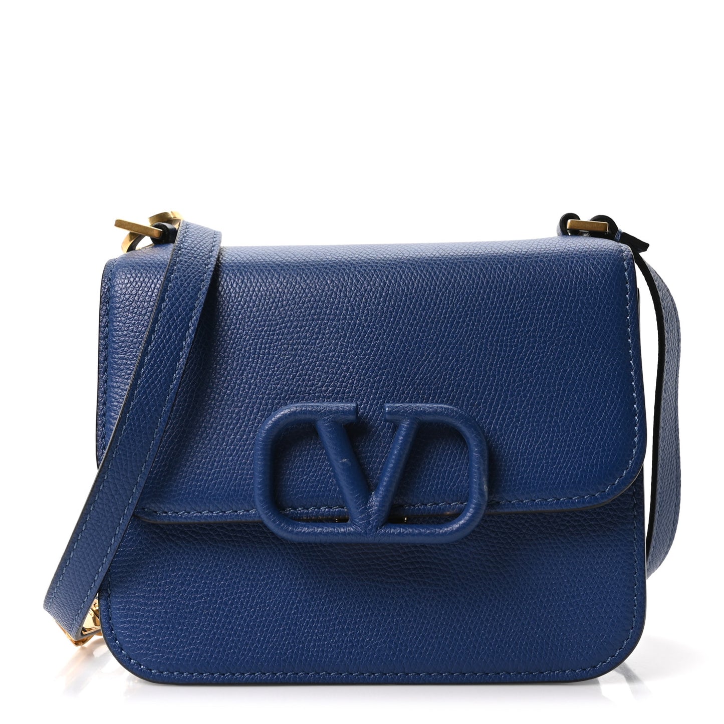 Grainy Calfskin Small VSling Shoulder Bag Blue